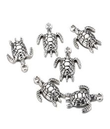 100pcslot 2317mm antique silver Alloy Turtle charms Pendant for Jewellery Making Metal Animal Pendant for DIY Findings6729153