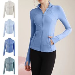 Women's Yoga Jacket Fitness Solid Breathable Workout Gym Coat 2024 Running Sport Sweatshirts Zipper Nylon Tight Tops