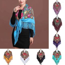 Scarves Retro Floral Scarf Tassel Decoration Vintage Shawl For Autumn Winter Wedding Party Ethnic Style