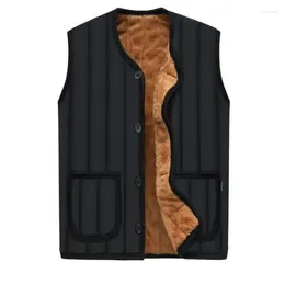 Men's Vests 2024 Winter Dad's Wear Middle Aged And Elderly Shoulderless Thickened Tank Top With Velvet Vest Coat