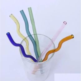 Drinking Straws 8-200Mm Reusable Eco Borosilicate Glass Drinking Sts High Temperature Resistance Clear Coloured Bent Straight Milk Cock Dhahs