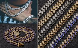 Hip Hop Bling Chains Jewellery Men Iced Out Necklace Gold Silver Black Blue Diamond Miami Cuban Link Chain3264736