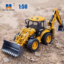 Huina 150 Miniatures of Metal Car Loader Truck Loader Excavator crawler Model Crawlers Toys for Boy Diecasts Toy Vehicles 240105
