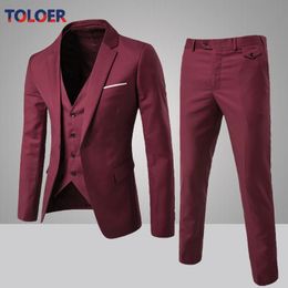 Men Classic 3piece Set Suit Wedding Suits for Men Slim Suit Jacket Pant Vest Suit for Men Tuxedo Single Breasted Plus Szie S-6XL 240106