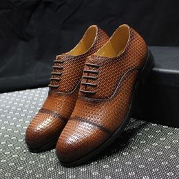 Men's Oxfords Genuine Leather Dress for Men Lace-up Cap Toe Wedding Party Formal Shoes Handmade Business Office Footwear