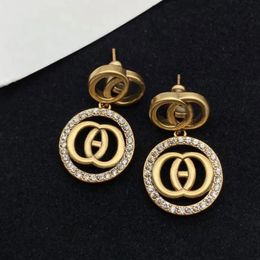 Stud Stud Never fade luxury designer large diamond G dangle stud 18k Gold women letter engrave drop earrings girls wedding jewelry earr