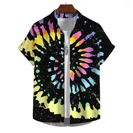 Men's Casual Shirts Fashion For Men 3d Tie Dye Print Beach Party Blouse Hawaiian Shirt Loose Oversized Top High-Quality Clothing