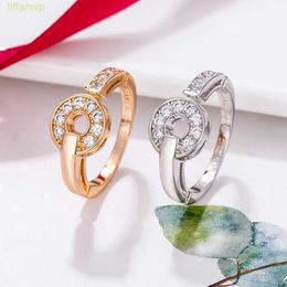 Nhb2 Designer Luxury Jewelry Bvlger B-home Band Rings Treasure Family's Copper Money v Gold Lucky Turn Diamond Embedding Simple and Small Design Ring