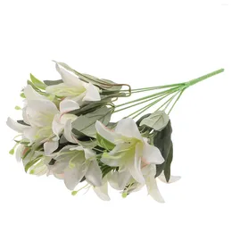 Decorative Flowers Lily Bouquet Artificial Lifelike Ornament Decoration Fake Ornamental Decorations Realistic