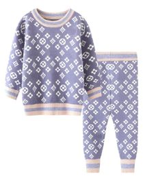 Boy Designer long sleeved clothing set baby knitting top pants 2 pcs sport suit children clothes set newborn1324806