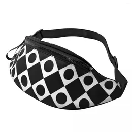 Waist Bags Retro Mod 60s Bag Black And White Women Travel Pack Fashion Polyester