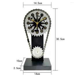 Table Clocks Rotating Gear Clock Plastic Crafts Antique Home Decoration Gifts For Father Free