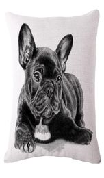 4545cm Lovely French Bulldog Pattern Cotton Linen Cushion Cover Waist Square Pillow Cover Pillowcase Home Textile2631449