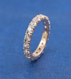 Rose Gold Plated Sparkling Row Eternity Ring with Clear Cubic Zirconia Fit P Jewellery Engagement Wedding Lovers Fashion Ring For Women2945468