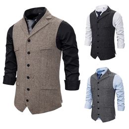 Autumn Business Vest Men's Clothing Male Lapel Casual Men Suit With Pockets Outerwear Chaleco Hombre 240105