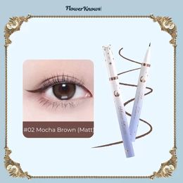 Flower Knows Eyeliner Pencil Moonlight Mermaid Waterproof Sweat-Resistant Very Fine Eyeliner Smudge-Proof Pink Glitter 240106