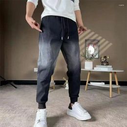 Men's Jeans Fashion Autumn Arrival Gradual Change Drawstring Casual Tapered Legs Cargo Gradient Harajuku Denim Man