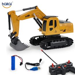 RC Excavator Bulldozer Toys 120 6CH Remote Control Construction Truck Engineering Vehicles Crawl Dumper Kids Light Music 240105