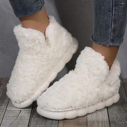 Slippers 2024 Warm Solid Colour Slipper Boots Casual Slip On Plush Lined Shoes Comfortable Indoor Home Bedroom Floor