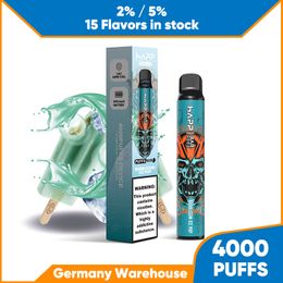 EU Hot Sale Happ 4000 Puffs Disposable Vape New Design E Cigarette 2% 5% Mesh Coil Prefilled Vaper Device 850mAh Battery Non Rechargeable Pod Puff 4k Pen