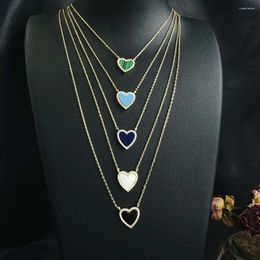 Pendant Necklaces Fashion Rhinestone Blue Heart Necklace Bohemian Jewelry For Women Accessories Lover Gifts Wholesale ZK30