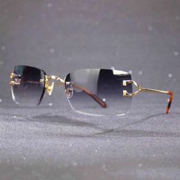 Factory Direct Rimless for Men and Women Sun Frame with Colourful Lenses Eyewear Trendy Gafas De Sol 324I274U