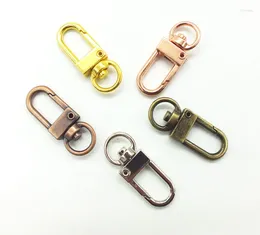 Keychains 500pcs 33mm High Quality Zinc Alloy Carabiner Swivel Clasps For Key Ring & Chain Rhodium Plated Tone /