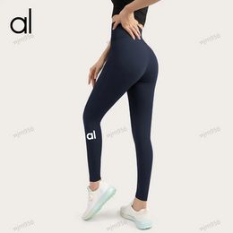 Alolulu 2024 Lycra 직물 단색 여성 요가 바지 높은 허리 스포츠 체육관 착용 레깅스 탄성 피트니스 레이디 야외 스포츠 바지