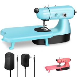 Mini Sewing Machine Girls Upgraded Electric Sewing Machine for Beginners Blue Pink Lightweight Small Electric Maquina De Coser with Extension Table