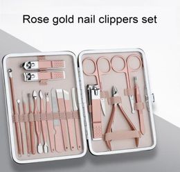 Nail Art Kits 1 Set Manicure Clipper Stainless Steel Professional Cutter With Travel Case Kit Multifunction Beauty Tools1438353