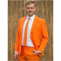 Men's Suits Bright Orange Men 2 Pcs Wedding Groom Prom Slim Fit Costume Homme Terno Masculino Trajes Para Hombre Blazer Jacket Pants