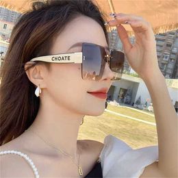 26% OFF Wholesale of sunglasses New Fashion Gradient Color Women's Trimmed Frameless Sunglasses Mesh Red Large Frame Glasses