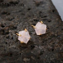 Stud Earrings Mankuu In Fashion Minimalist Jewellery Gold Plated Claw Studs Pentagon Natural Crystal Charm For Women 2024