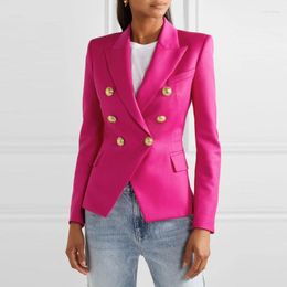 Women's Suits 2024 Fashion Women Blazer Jacket Elegant Solid Color Double Breasted Slim Office Lady Tops