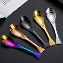 Cartoon Fish Shape Spoon Stainless Steel Dessert Cake Jelly Rice Dinner Soup Kids Scoop Kitchen Accessories ZZ