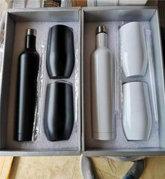 3pcs Wine glasses Set Stainless Steel Vacuum Insulated Wine Bottle 500ml Two Wine Tumbler With Lids 9091917