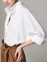 Women's Blouses Blouse 2024 Cotton Turn-Down Collar Loose Casual Solid Colour Long Sleeve Shirt