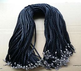 Black 18quot DIY PU Leather Plaited Cords Ropes with Lobster Clasps Extended Chain for Charms Necklace Jewelry Making Multicolo6992128