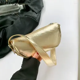 Evening Bags Chic Silver Woman's Bag Gold Designer Handbags For Women Laser Armpit Brand Shoulder Female Top Handle Shopper Purse