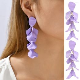 Dangle Earrings 2024 Charm Flower Petals Decor Piercing Long For Women Trend Luxury Elegant Summer Beach Wedding Party Jewellery