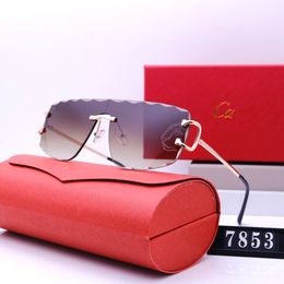 Brand Sunglasses high quality designer sunglasses luxury sunglasses for women letter UV400 Rimless design Driving Beach Wear fashion sunglasses gift box 7 Colour