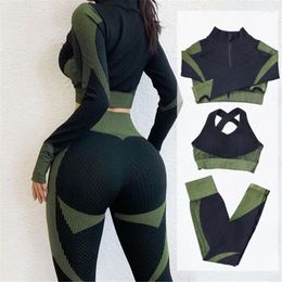 Active Sets 2/3Pcs Seamless Yoga Set Gym Fitness Clothing Women Suit Sportswear Female Workout Leggings Top Sport Clothes Training