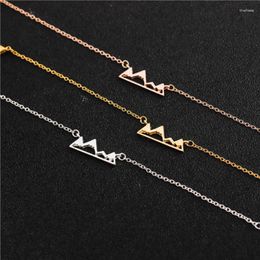 Pendant Necklaces Gift 1 Hollow Mountain Top Snowy Chain Necklace Hiking Outdoor Travel Jewellery Mountains Climbing Gifts