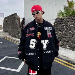 Racing Suit Men's Printed Motorcycle Baseball Jacket Hip-hop Fashion Brand Heavy Industry Loose Spring and Autumn Couple Coat