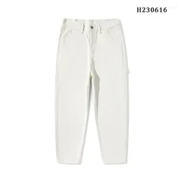 Men's Jeans Autumn And Winter Multi Bag White Tapered Small Straight Leg Versatile Japanese Trend Simple Workwear Pants