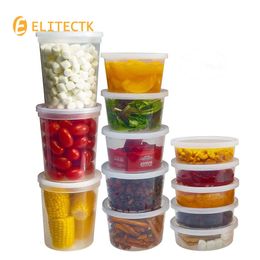 Food Storage Containers with Lids Freezer Deli Cups Combo Pack Leakproof Round Clear Take out Container Meal Airtight Lids 240106