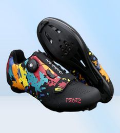 Cycling Footwear Fashion Graffiti Style Shoes Men Outdoor SelfLocking Bicycle MTB Cleat Breathable Ultralight Road Bike SPD8286432