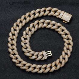 Full diamond chain iced out bling zircon Cuban link chain hip hop chain necklace