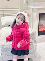 Down Coat 2024 Winter High Quality Hooded Collar Zipper For Boys And Girls Outdoor Leisure Fashion Brands 2T To 16T