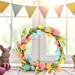 Decorative Flowers Easter Eggs Spring Wreath Theme Door Hanging Garland Party Favour